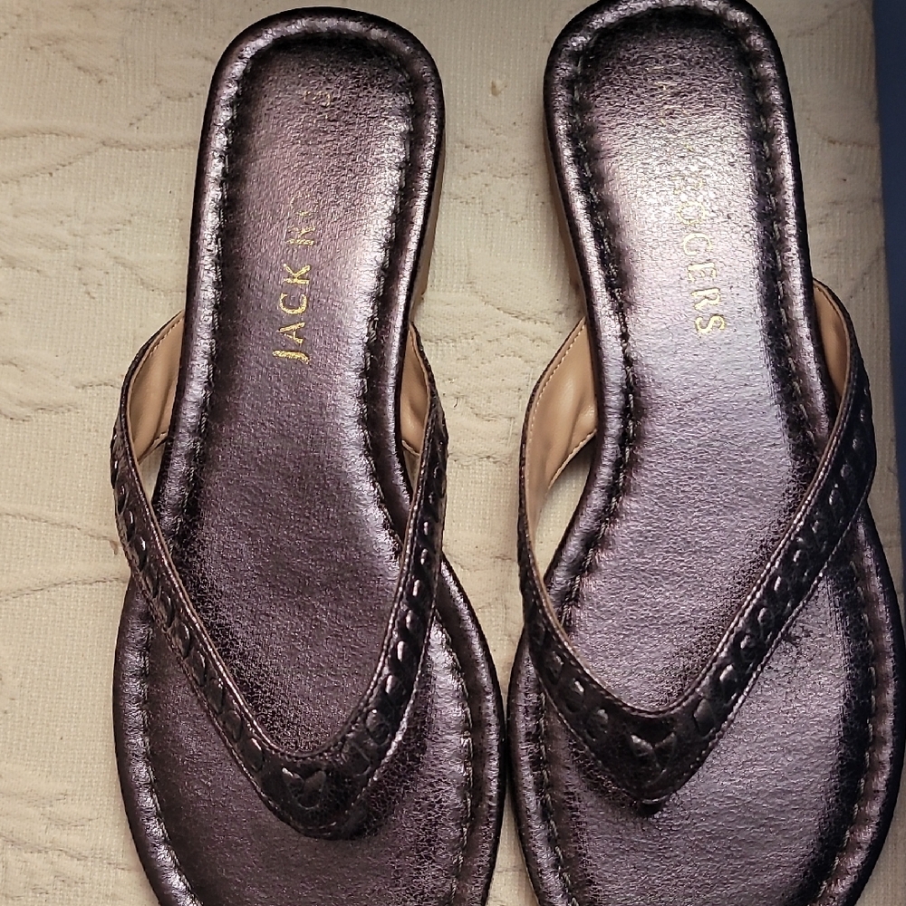 Jack Rogers Metallic Purple Flip Flop Sandals - Picture 2 of 7